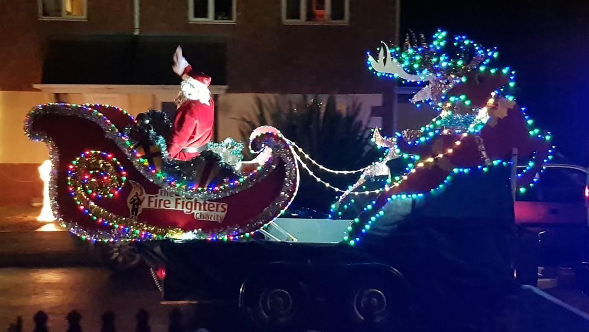 A typical fire and rescue Santa sleigh event.