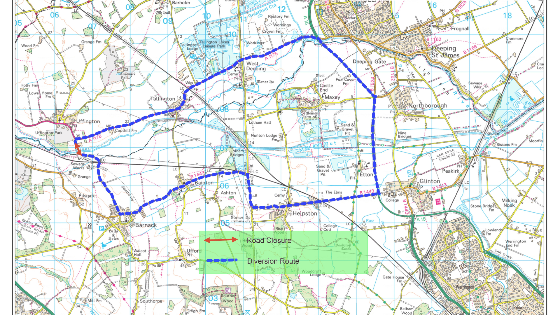 Bridge Repairs announced map for Uffington’s historic bridge.