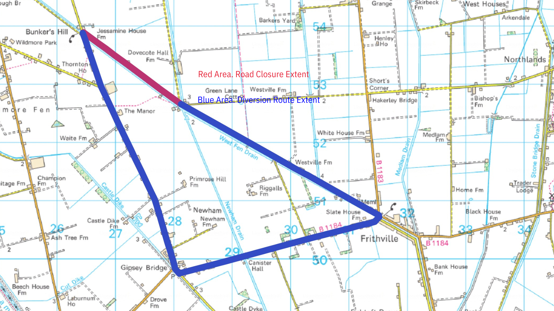 The diversion route for the works