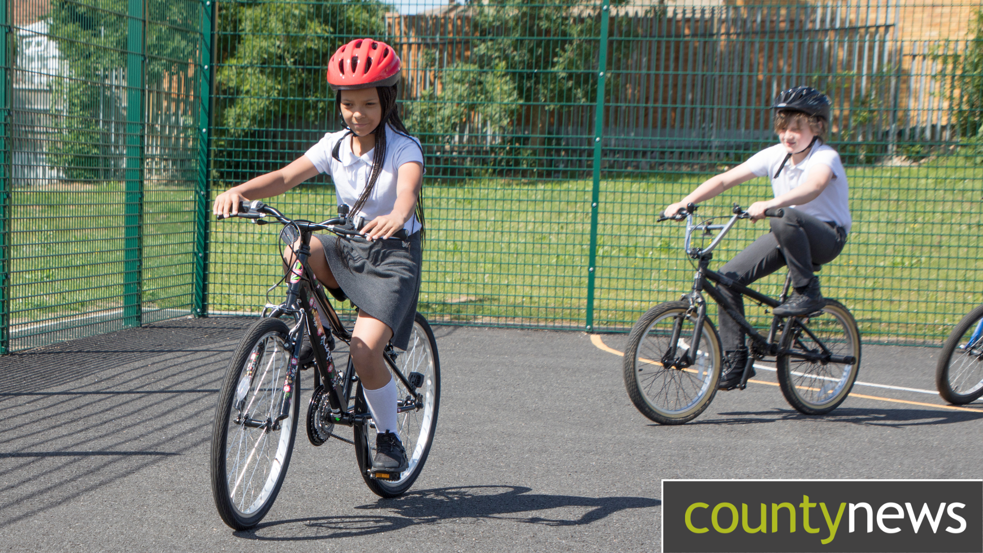 A group of students undertake bike training