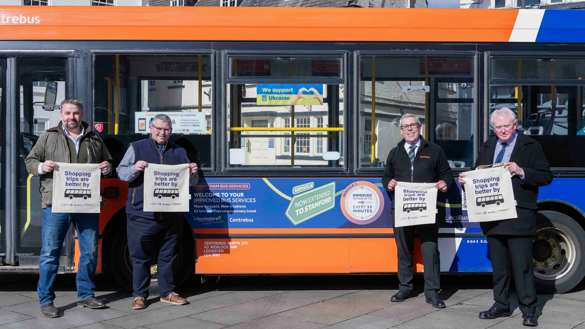 Cllr Richard Davies and representatives from Centrebus