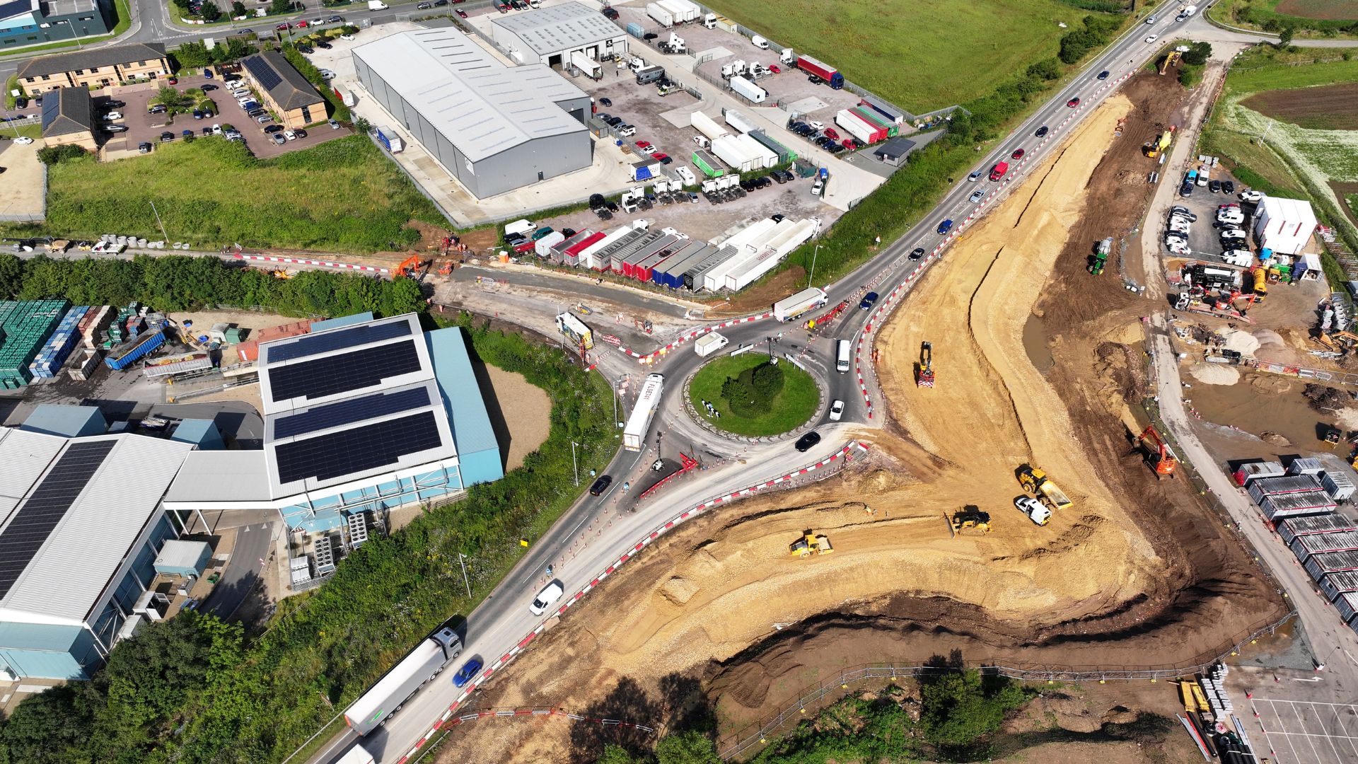 An overhead view of the Pinchbeck roundabout