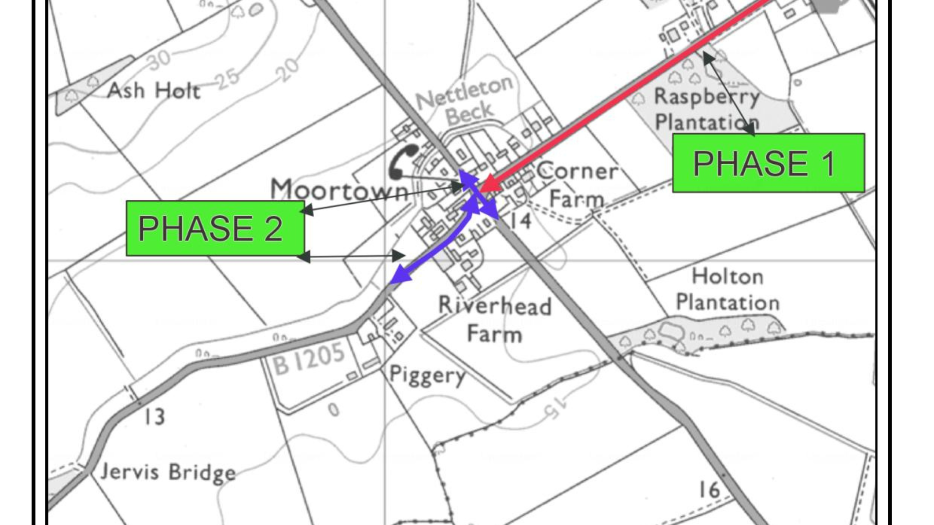 Map of phased resurfacing roads in Market Rasen