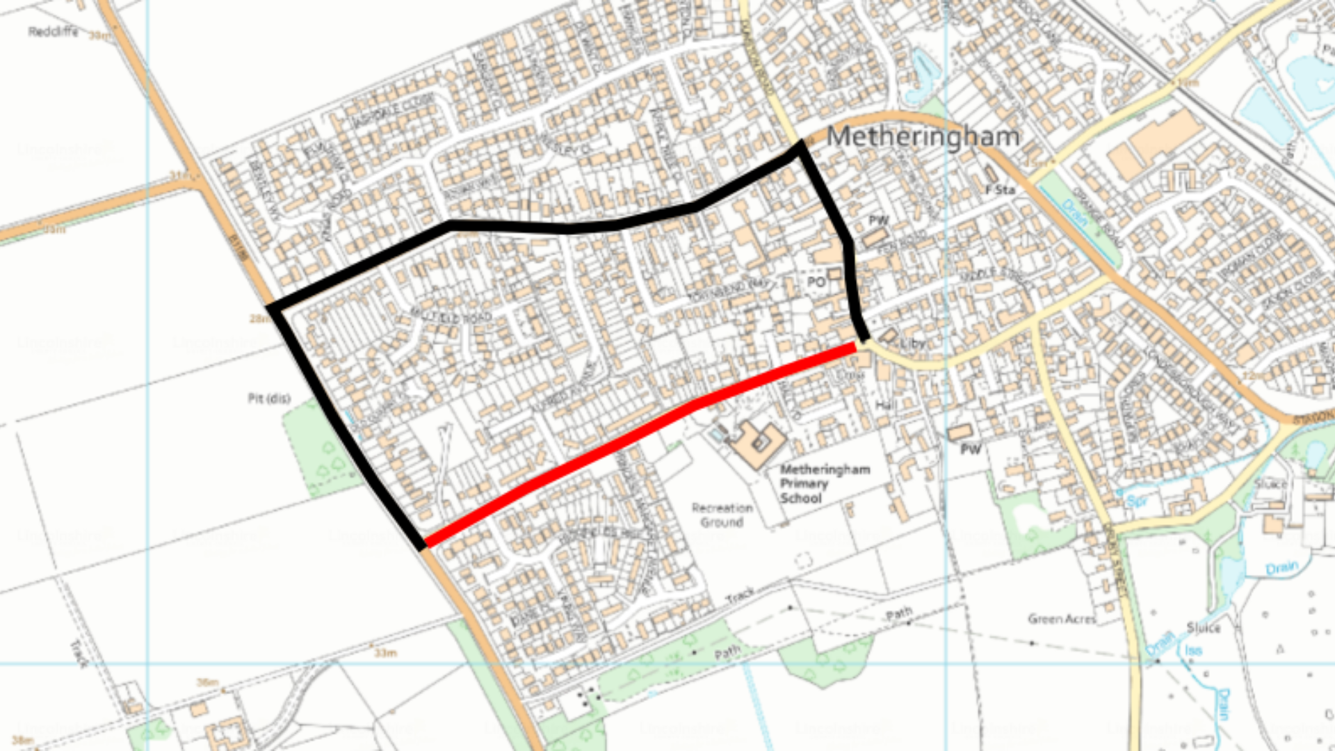 A map of the diversion route for the works