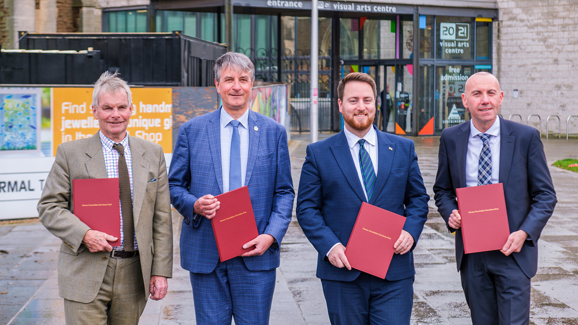 Cllr Martin Hill, Leader of Lincolnshire County Council, Cllr Philip Jackson, Leader of North East Lincolnshire Council, Parliamentary Under Secretary State of Levelling Up Jacob Young, and Cllr Rob Waltham, Leader of North Lincolnshire Council.