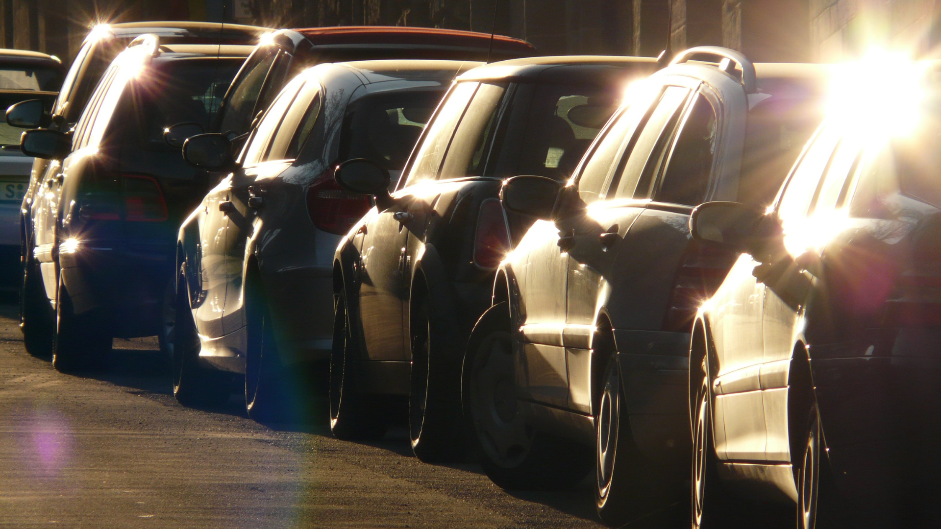 A row of parked cars