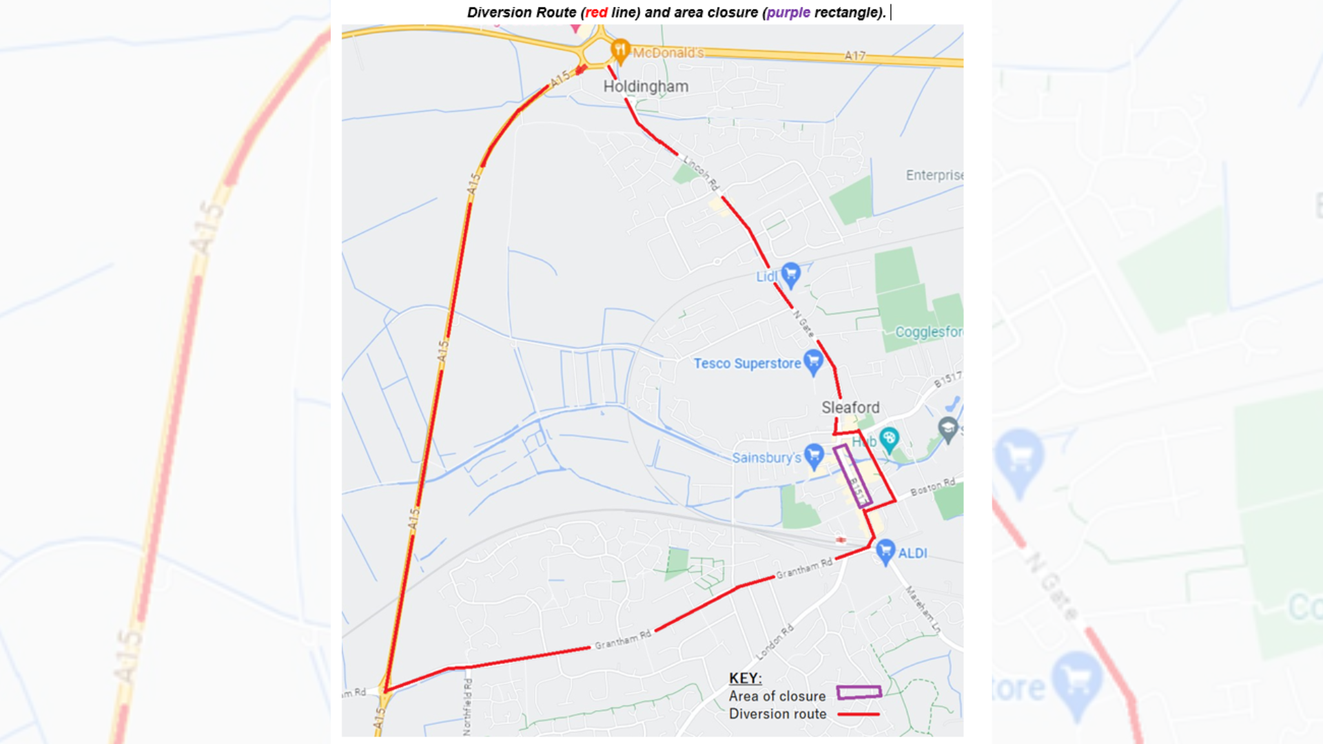 Map of diversion route