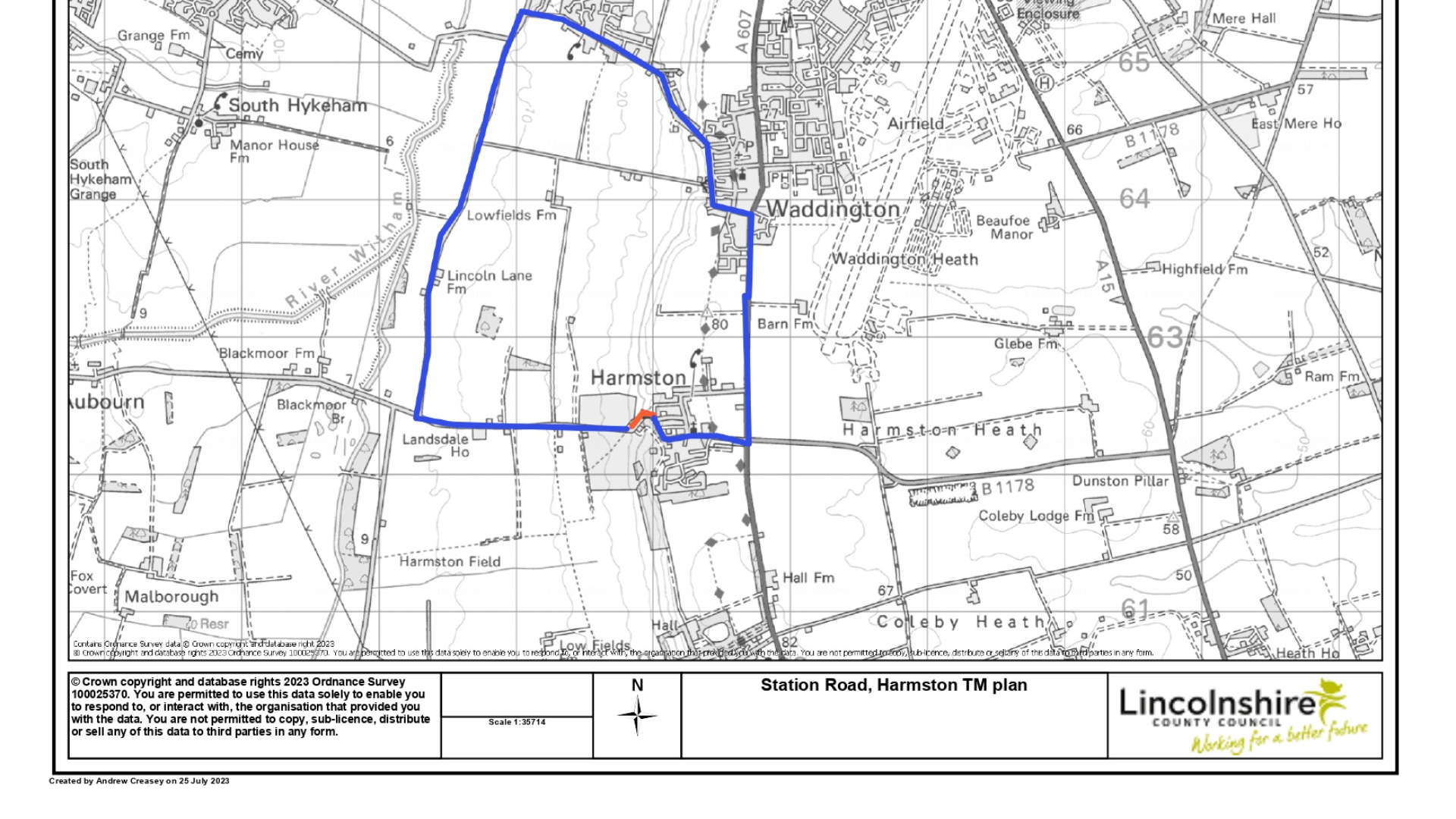 A geographic road map of Harmston