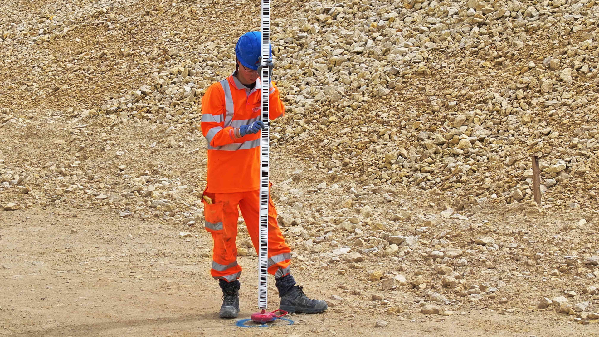 Oscar Lacey in full PPE working on-site