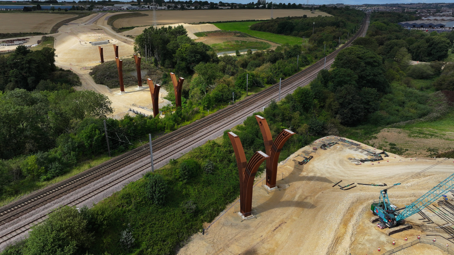 A birds eye view of the progress on the Grantham Southern Relief Road