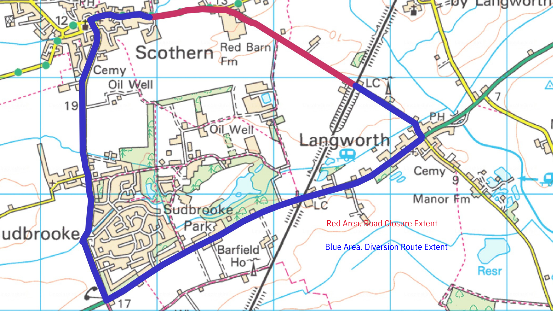 The diversion route for the Scothern resurfacing