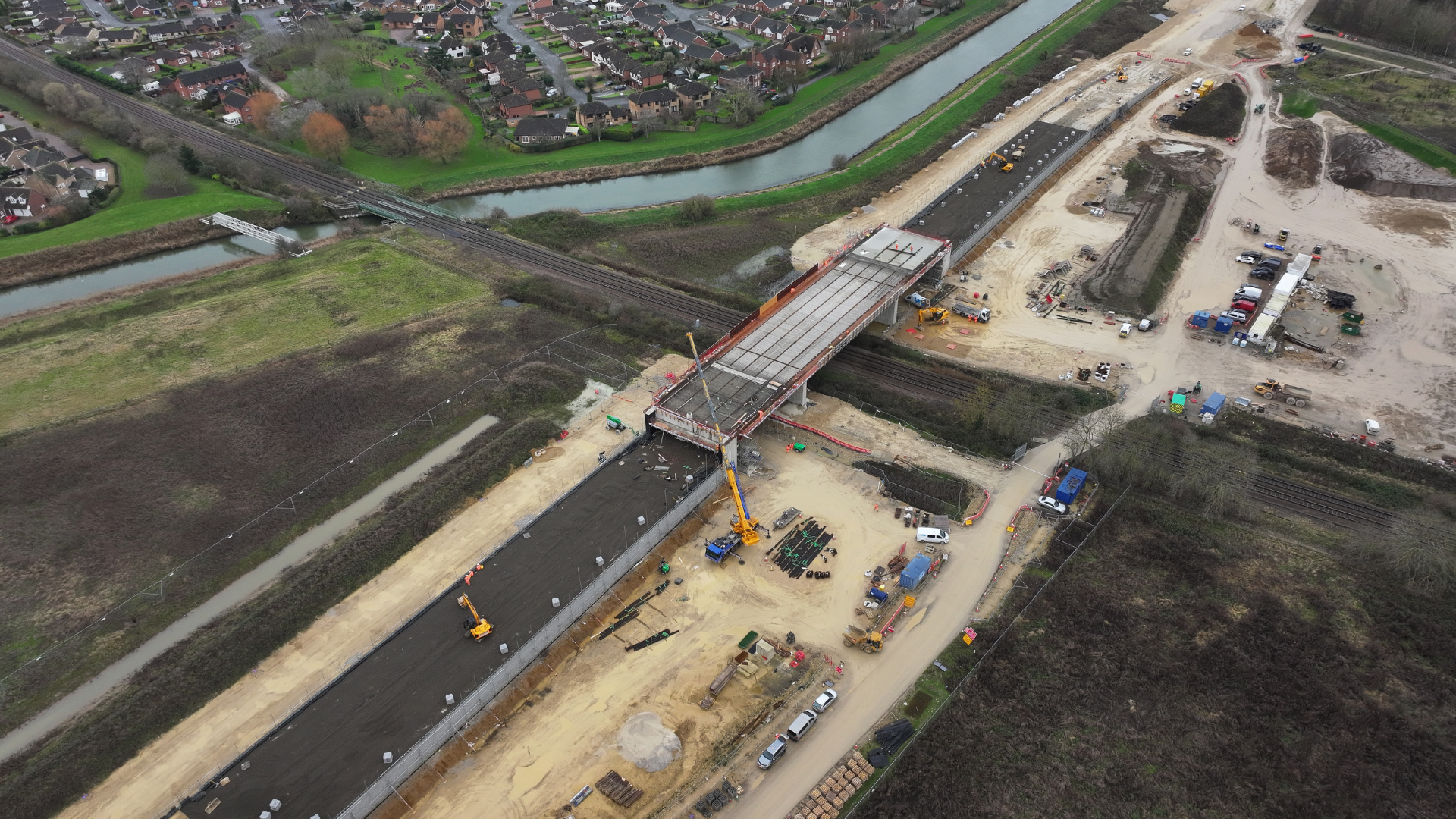 Birds eye view of the progress of Spalding Western Relief Road