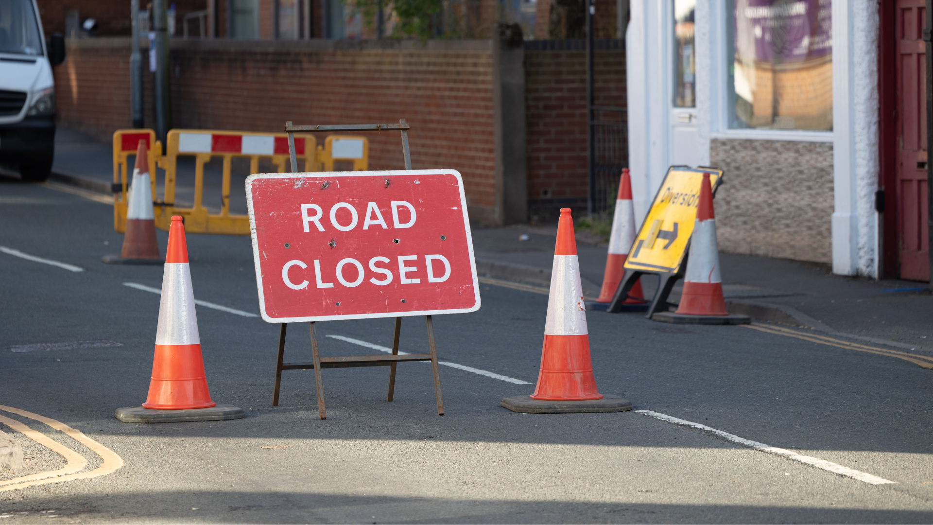 A road closed sign.